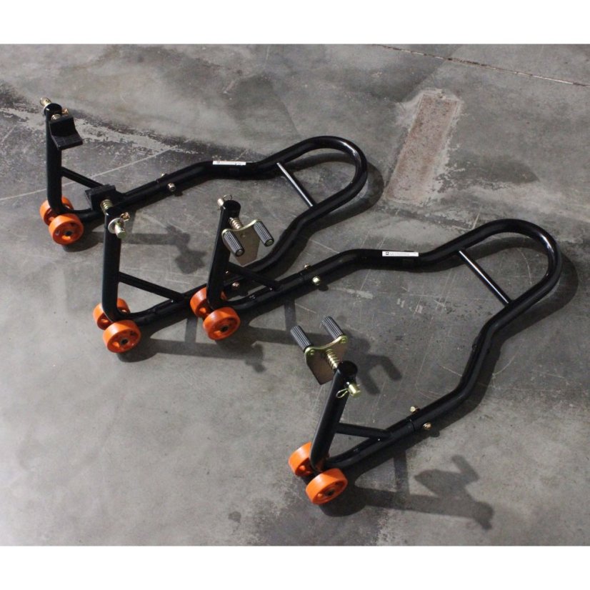 Set de 2 suporturi pentru motociclete - combo față + spate până la 500 kg RAMPA