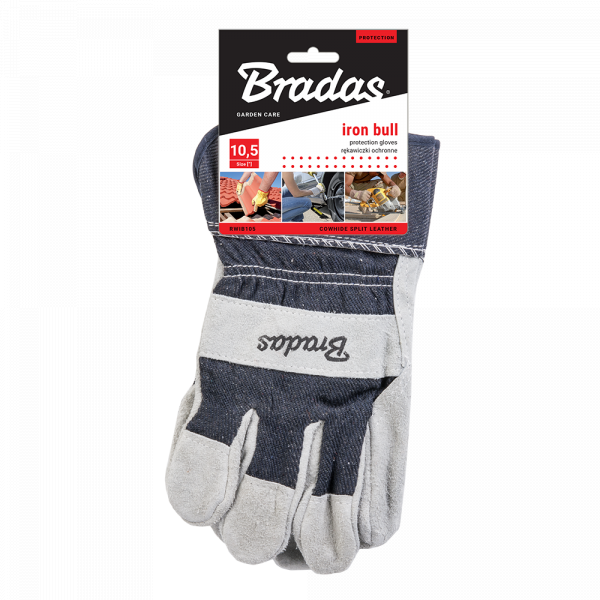 Leder Arbeitshandschuhe IRON BULL grau Größe 10,5