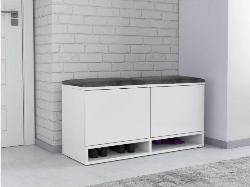 Cipőtartó ülőkével White/ Grey