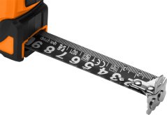 Acél mérőszalag Super Black 7,5 m x 25 mm, automatikus zár, két stop gomb, mágnes 67-244