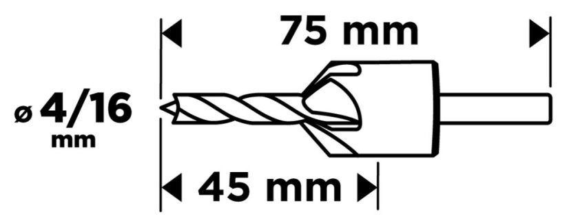 4 mm/16 mm 54T424 svrdlo za koso drvo