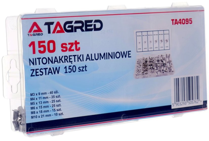 Aluminium-Blindnietmuttern M3 M4 M5 M6 M8 M10 150 Stück TA4095