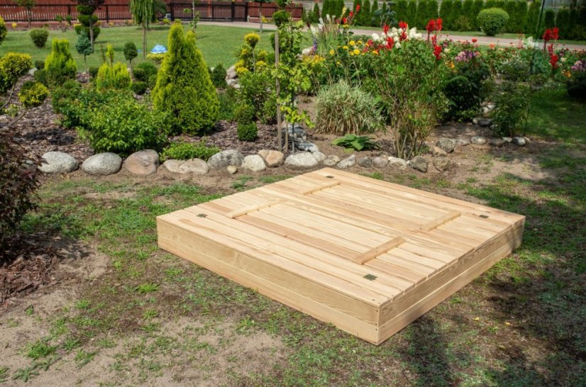 Homokozó padokkal 160cm + fedőlap + agrotextília SUN