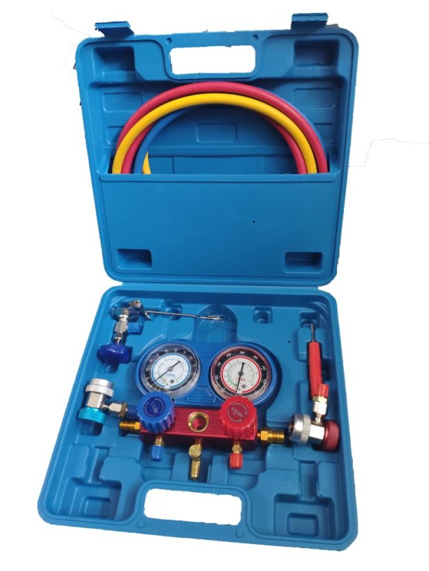 Set za mjerenje tlaka i nepropusnosti klimatizacijskog sustava plavi G02670