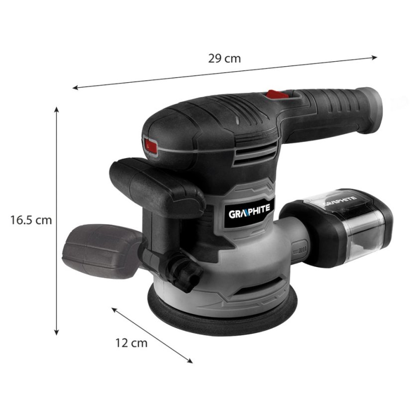 Excentrikus köszörű 450 W, 125/150 mm tárcsa, tok 59G349