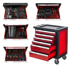 Műhelykocsi 263db szerszámmal - 6 fiókos KD361