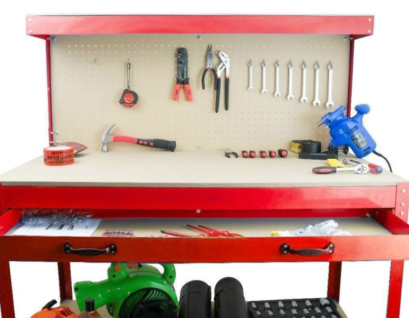 Werkbank für Werkstatt 115x55x140 cm Rot HD17726