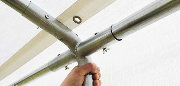 Cort pentru petreceri 3x6m - PE Classic - construcție tubulară din oțel Alb