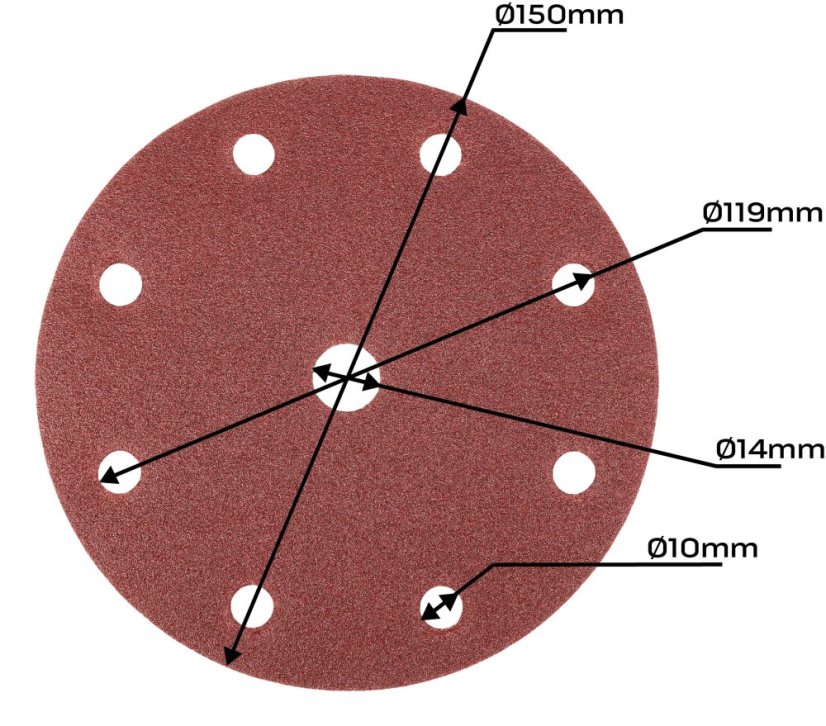 Csiszolókorongok 150 mm, P80, 5 db, 9 lyukkal a 04-721 08-992-hez