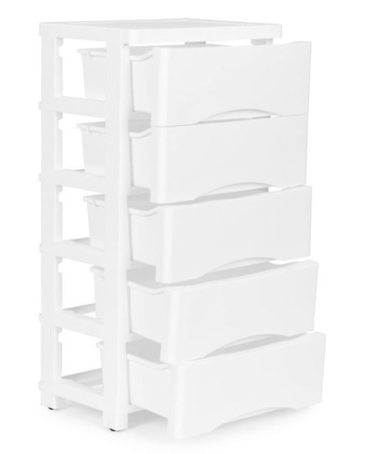 Regal na kolescih 5 polic White