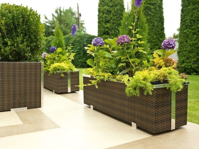 Rattan Pflanzgefäß Novara anthrazit 35x35x60