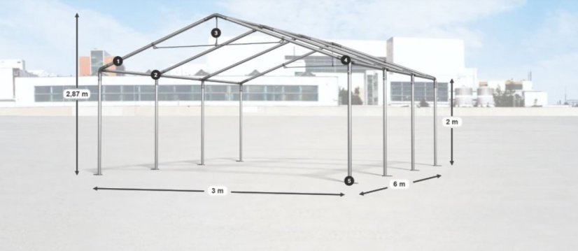 Raktárcsarnok/garázs 3x6x2m Comfort PVC 560g