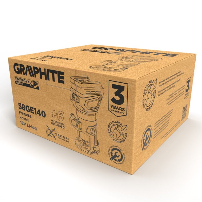 Akumulatorska glodalica bez četkica 18V Energy+ 58GE140