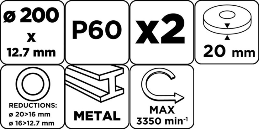Brusni diskovi 200 x 20/16/12,7 x 20 mm, P 60, 2 komada 57T128