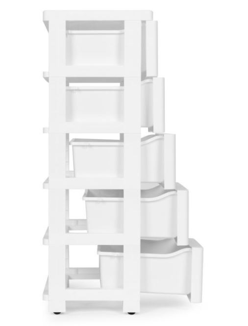 Regal na kolescih 5 polic White