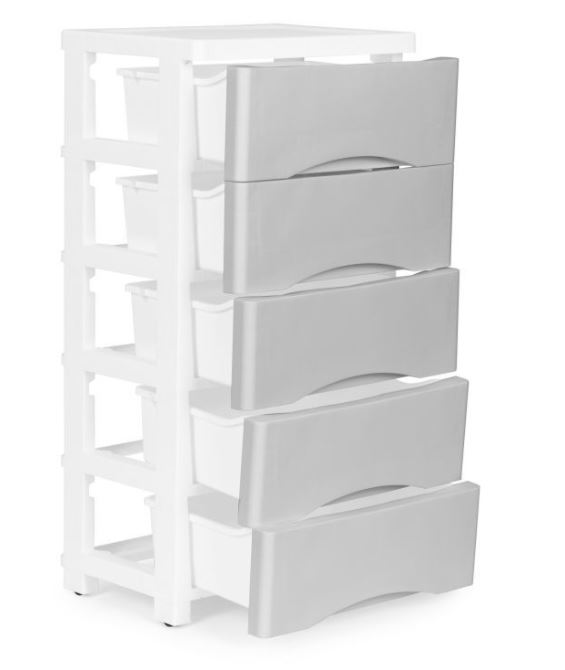 Regal na kolescih 5 polic White/ Grey