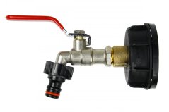 Metallventil für IBC Containertank 1000l 61mm NKR 3/4 mit Schnellkupplung