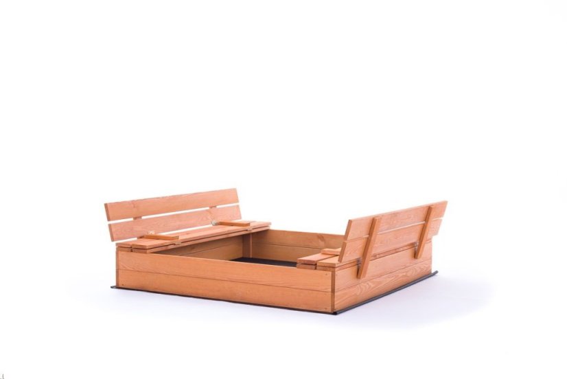 Sandkasten mit Bänken 120cm imprägniert + Abdeckfolie + Agrotextil SUN