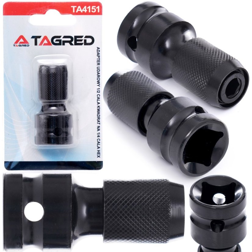 Adaptor de impact pentru cheie – adaptor de la 1/2" pătrat la 1/4" HEX TA4151
