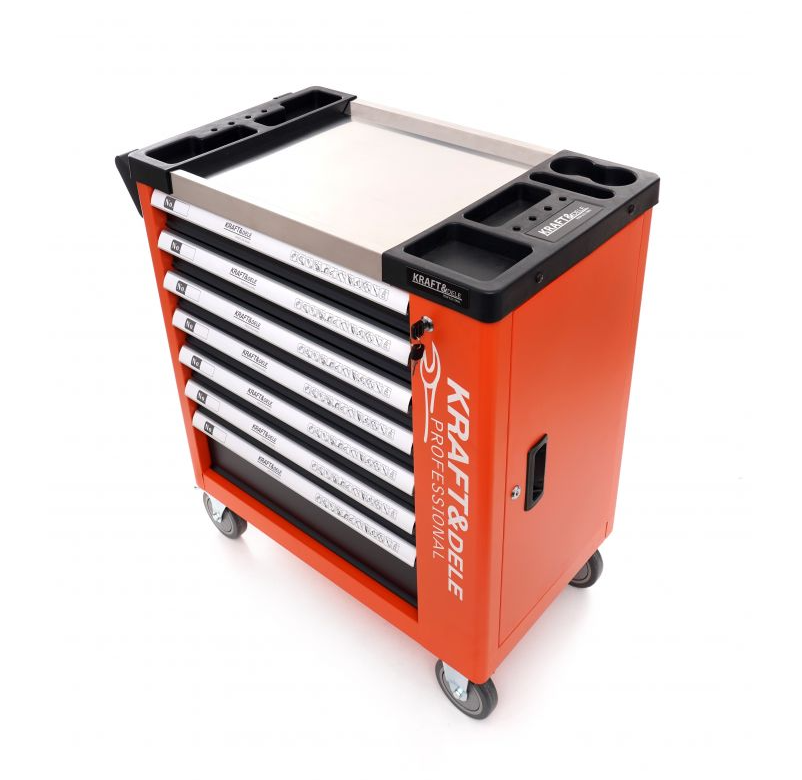 Cărucior pentru scule de atelier 258pcs - 7 sertare KD1067