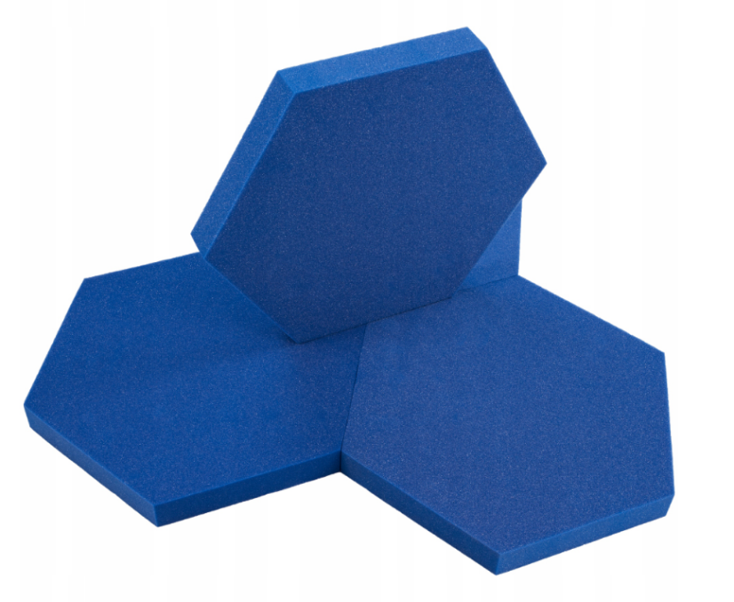 Akustický panel Hexagon 50x50cm, tloušťka 3cm, modrý
