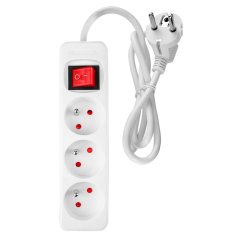 Predlžovací kábel 1,5 m, 3x1,5 mm2, 3G, biely, ON/OFF 90-176