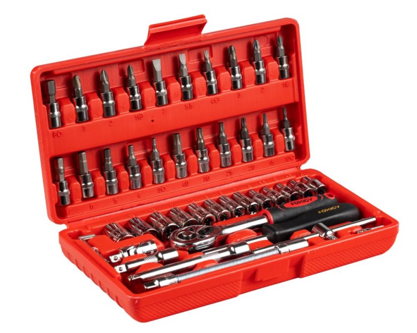 Gola dugókulcs készlet 46 részes, 1/4", Cr-V, racsnis