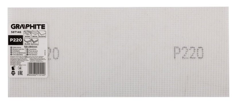 Mreža za mljevenje bijela 115 x 280 mm, P220 58T146