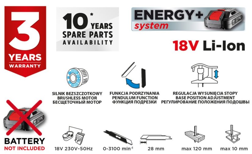 Akku-Schwanzsäge 18 V Energy+, Akku nicht enthalten 58G096