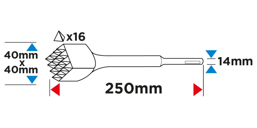 SDS Plus kalapács 40 x 40 mm, 16 fog 57H573