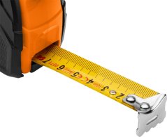 Rolovací ocelový metr 5 m x 19 mm, automatické blokování, dvě tlačítka pro zastavení 67-222