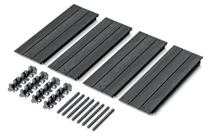 Pat înălțat 75,6x75,6x25cm Bază lemnoasă antracit