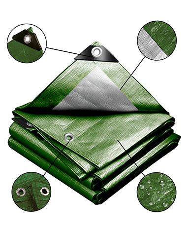 Takaró ponyva zöld - szürke 2x6 m 130 g/m2