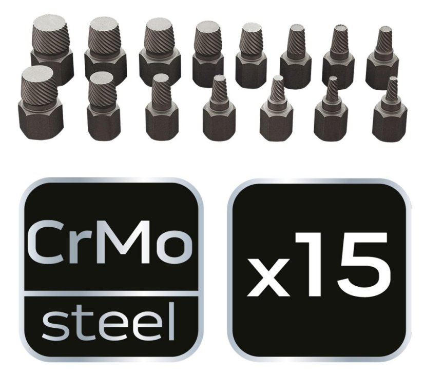 Suprava Set of 15 bent screw extractors 09-607