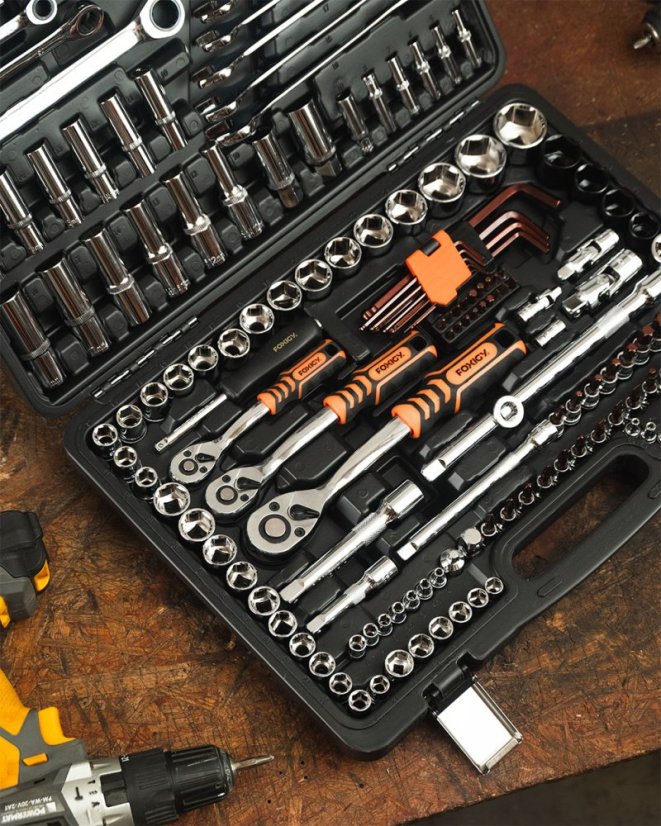 Gola set od 163 nasadnih ključeva 1/2", 1/4", 3/8" CrV Professional