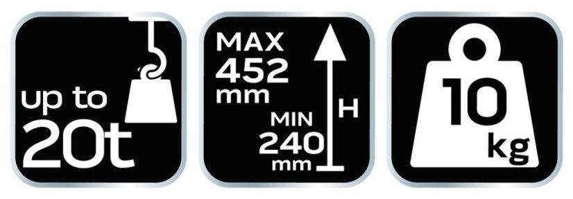 Hydraulische Hebebühne 20 t, 240-452 mm 10-456