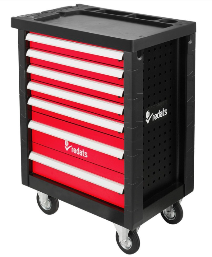 Delovni voziček / škatla za orodje PROFI REDATS - 7 predalov Rdeča / Črna
