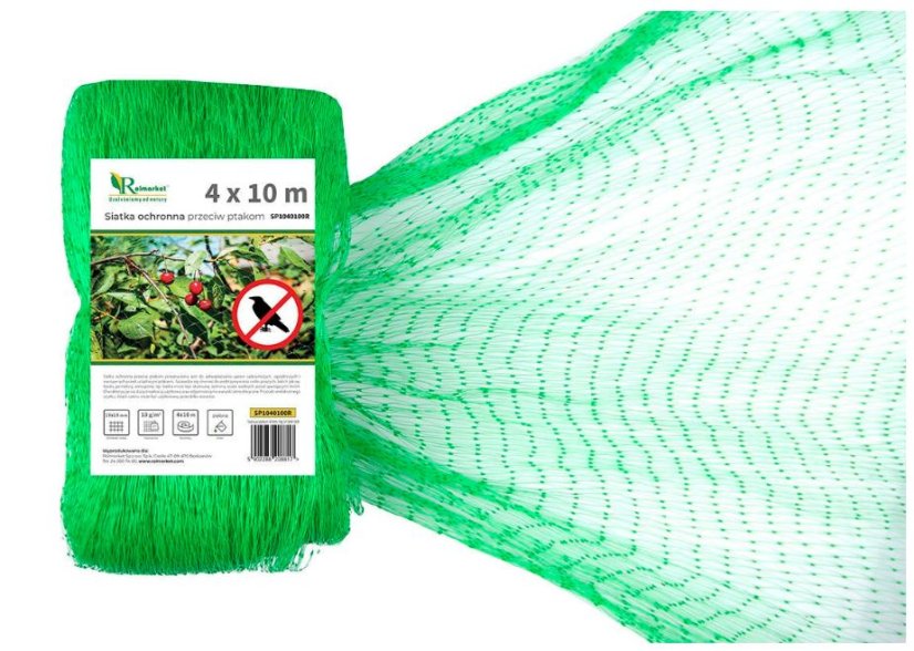 Ochranná síť proti ptákům 4x10m, 10g s kotvami