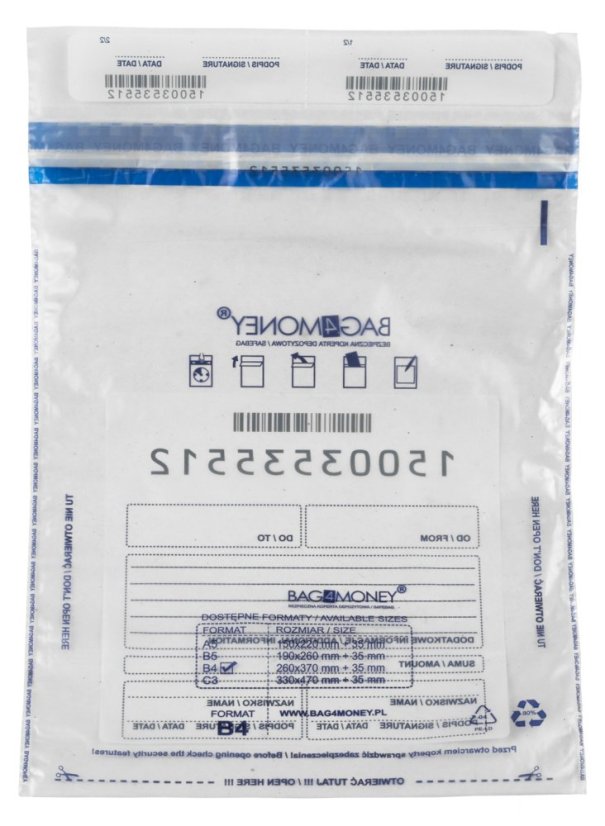 Biztonsági tasak B4 TRANSZPARENS 50db