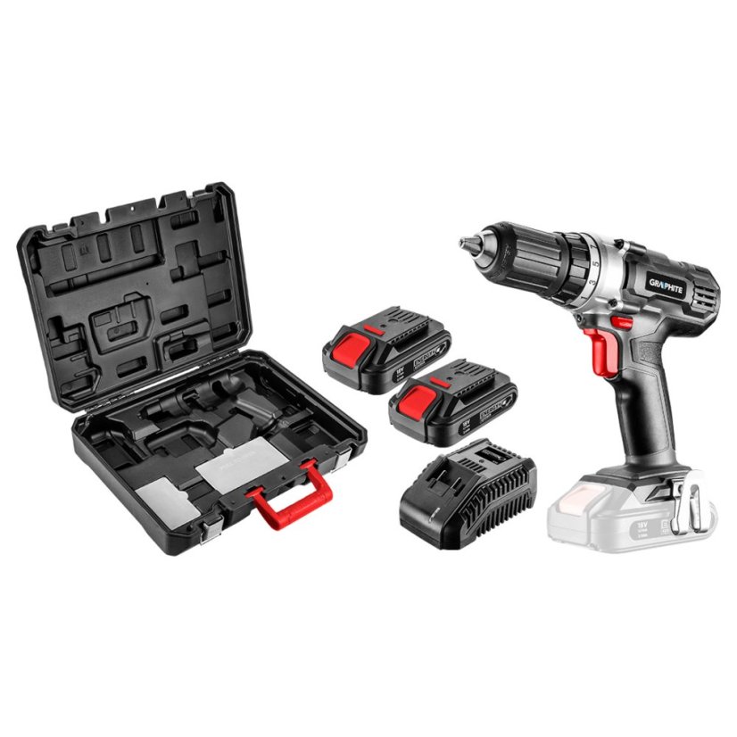 Aku bušilica/alat ​​Energy+ 18V, Li-Ion, stezna glava 13 mm, 2 baterije 2Ah, punjač, ​​kofer 58G006-SET2