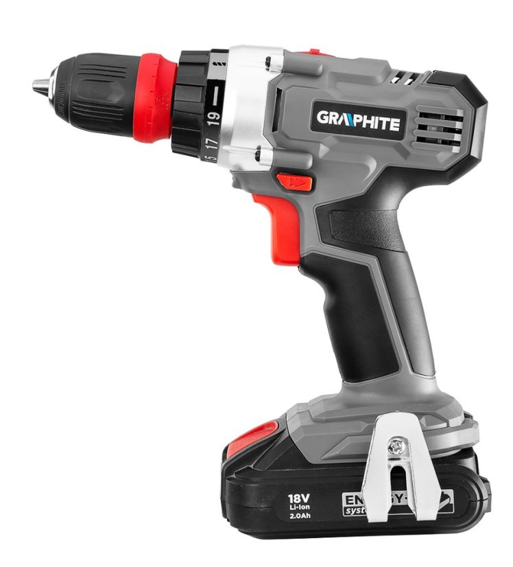 Akku-Bohrschrauber Energy+ 18 V, 10 mm abnehmbarer Griff, plus Adapter für Winkel und Kanten 58G022-AD