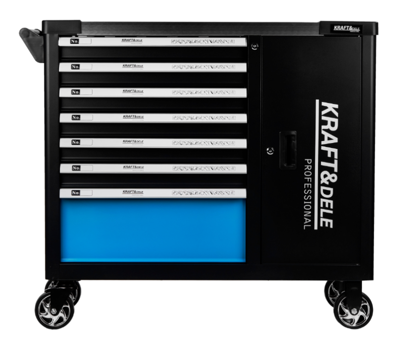 Dielenský vozík s náradím 309 ks - 7 šuflíkov + skrinka KD1069