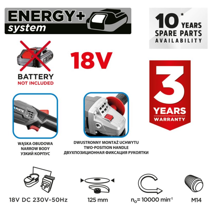 Akku-Winkelschleifer Energy+ 125 mm 58GE130