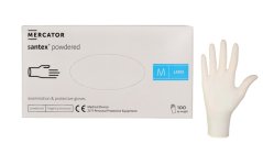 MERCATOR Santex ръкавици с прах, латекс, кремави, размер M, 100 бр./опаковка.