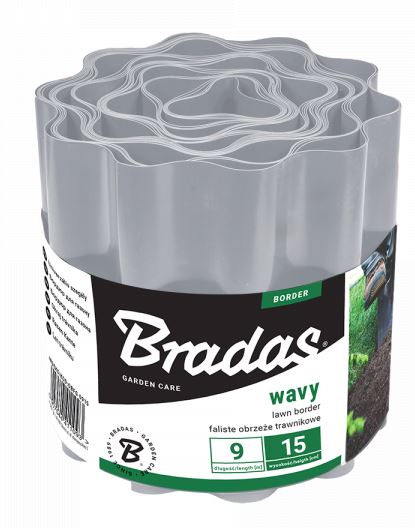 Bordură din plastic ondulată 20cm x 9m Light Grey