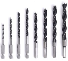 Spiralni svedri za les HEX 1/4 3-10 mm, komplet 8 kosov TA4184