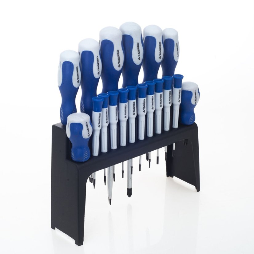 18-teiliges Schraubendreher-Set, Schraubendreher, PH-, PZ-, TORX-, Flach- und Kreuzschlitzschraubendreher im Ständer, Cr-V TA1067