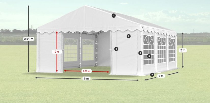 Cort de petrecere 5x6x2m Comfort PE 240g Summer