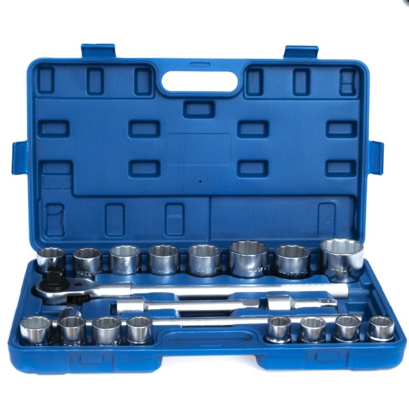 Chei tubulară hexagonale 12-colțuri 3/4" forjate CRV 21 bucăți pentru TIR, clichet, capete tubulare mari TA206