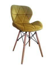 Scaune de sufragerie 4buc din catifea, galbene AMBER